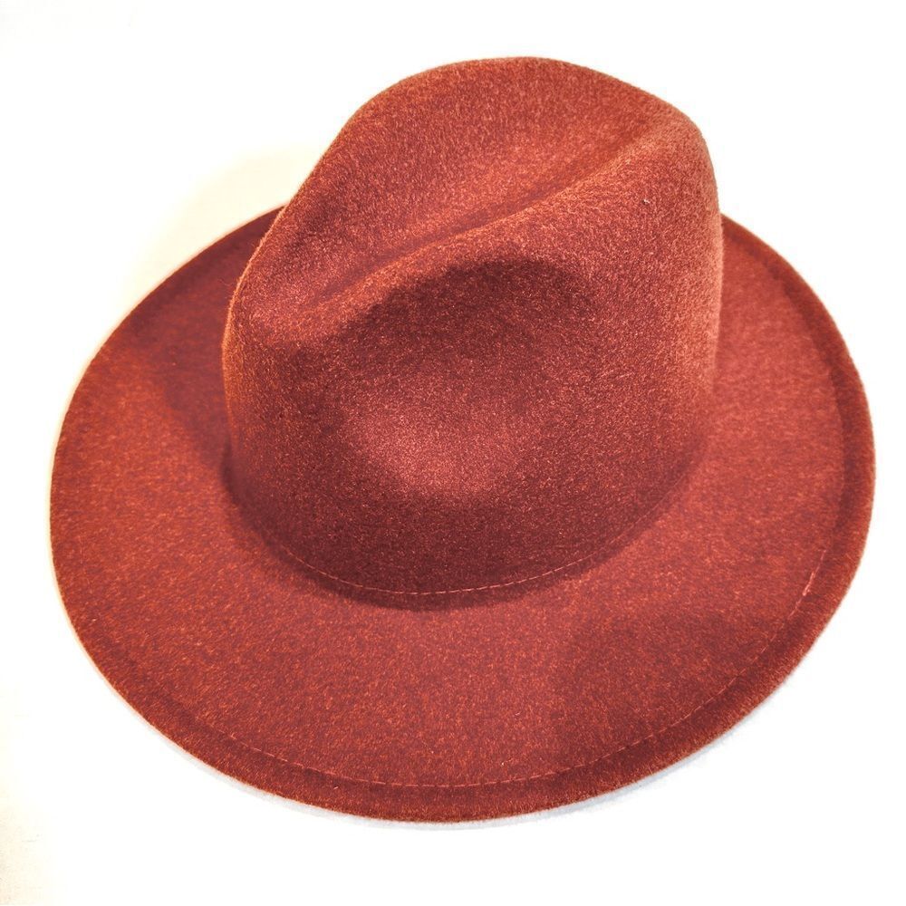 Fedora Polyester Wool Blend Hat‎ Women's One Size Rust Boho Swiftie Festival NWT